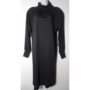 David Warren New York Sz 14 Mock Neck Sweater Dress Charcoal Gray Vtg Minimalist